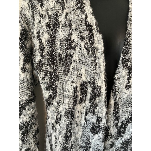 Lucky Brand Cardigan Sweater Womens Size Small Black And White Open Wool Blend - Picture 3 of 8
